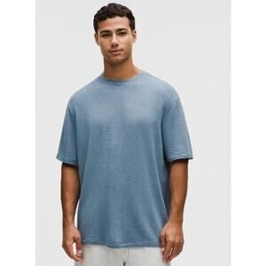 Like new Lululemon BeCalm Relaxed-Fit Short-Sleeve Shirt heathered steel blue s